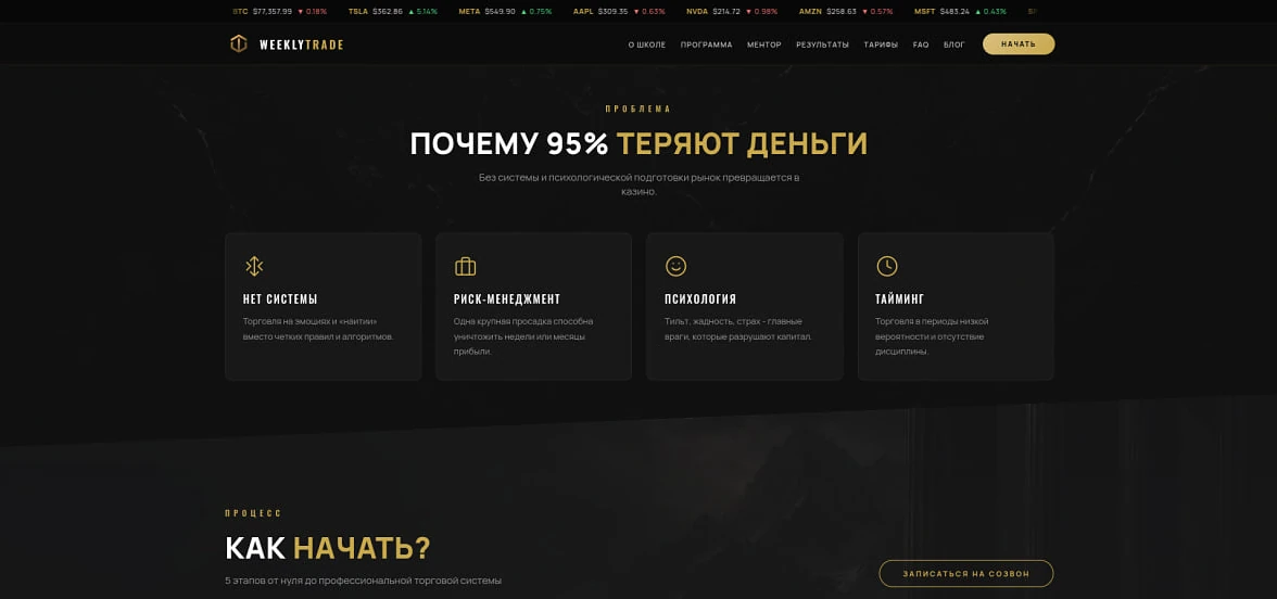 «Почему 95 % теряют деньги» - разбор болей аудитории в четыре карточки