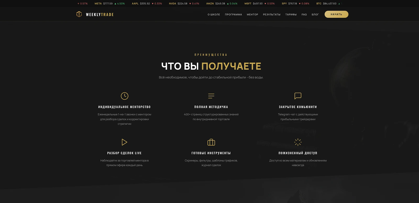 «Что вы получаете» - шесть преимуществ программы с иконками